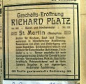 Geschäfts-Eröffnung. Anzeige in: Die Gegenwart, Edenkoben. Januar 1913  