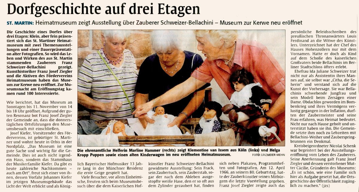  Das St. Martiner Heimatmuseum �ffnet seine Pforten